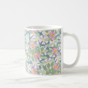 Mug Roses de chien rose et blanc sur le bleu profond