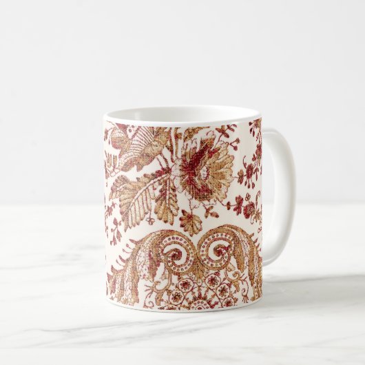Mug Roses De Dentelles Or Et Rouge (Devant droit)