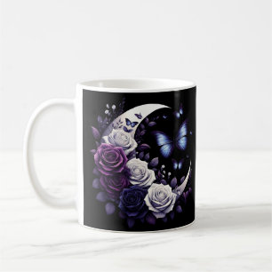 Mug Roses de minuit, demi-lune et papillons