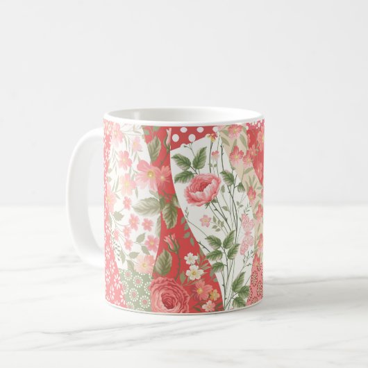 Mug Roses de Patchwork : conception motif transparente (Devant gauche)
