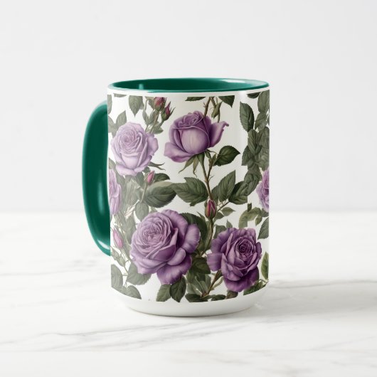 Mug Roses de Rose pourpre, (Devant gauche)