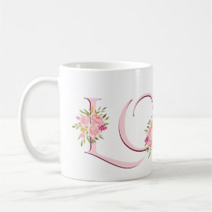 Mug roses de typographie d'amour de rose pâle Saint Va