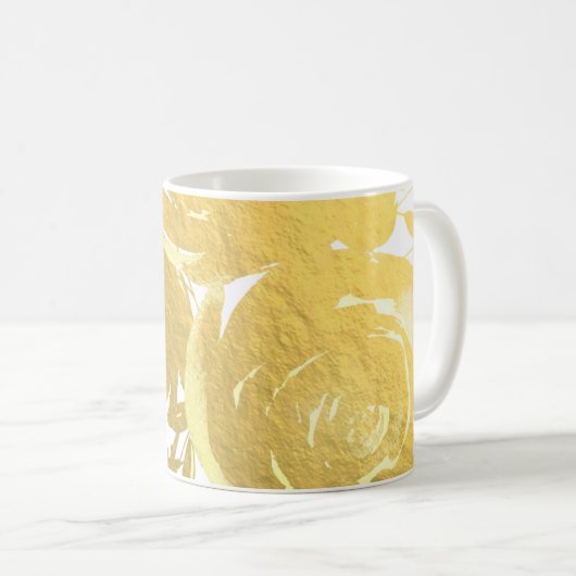 Mug Roses d'or Faux Foil Élégant verre floral moderne (Devant droit)