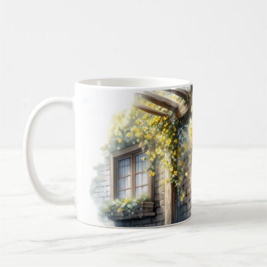 Mug Roses Dorées sur le Mur d'une Maisonnette en Pierr (Gauche)