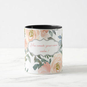 Mug Roses Élégantes Chic, Message de Motivation