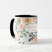 Mug Roses Élégantes Chic, Message de Motivation (Devant gauche)
