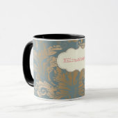 Mug Roses en damas doré élégantes et chic (Devant gauche)