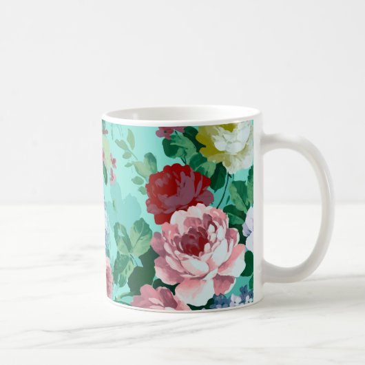 Mug Roses et fleurs colorés (Droite)