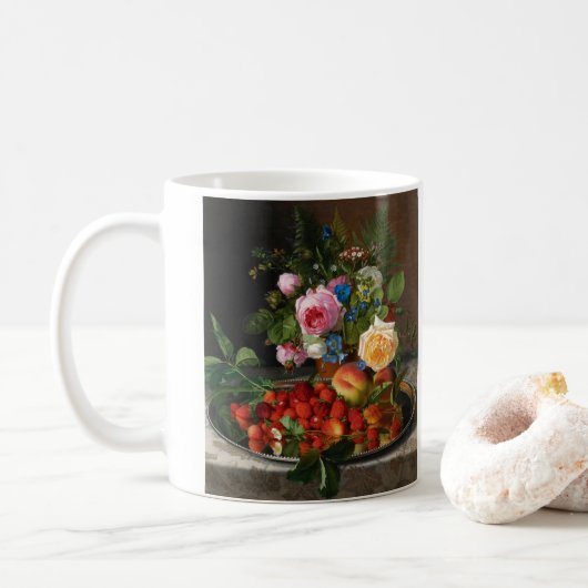 Mug Roses et fraises de Still Life par Otto Ottesen (Avec donut)