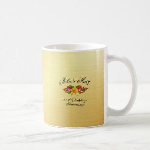 Mug Roses et Gold 50e anniversaire Mariage personnalis