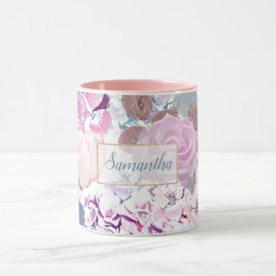 Mug Roses et hydrangées d'aquarelle