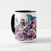 Mug Roses et papillons floraux violets (Devant gauche)