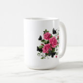 Mug Roses et papillons, motif coloré, (Devant droit)