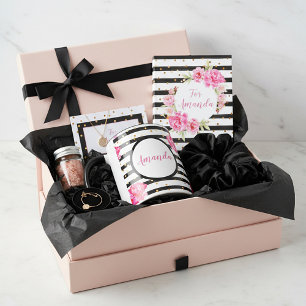 Mug Roses et rayures girly personnalisées