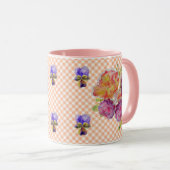 Mug Roses et Violettes roses vérifient Shabby Watercol (Devant droit)