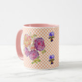 Mug Roses et Violettes roses vérifient Shabby Watercol (Devant gauche)
