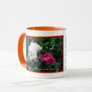 Mug Roses Fleurs Élégantes Troisième Anniversaire de M