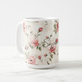 Mug Roses Fleurs Roses Ivory Blush Pink  (Devant gauche)