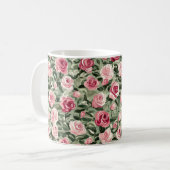 Mug Roses Florales Rose Rouge Vert  (Devant gauche)