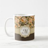 Mug Roses Jaunes d'or sur Brown avec Monogramme (Gauche)