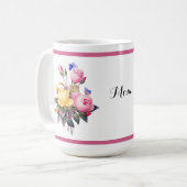 Mug Roses Jaunes Rose Florale Classique Papillon Viole (Devant gauche)