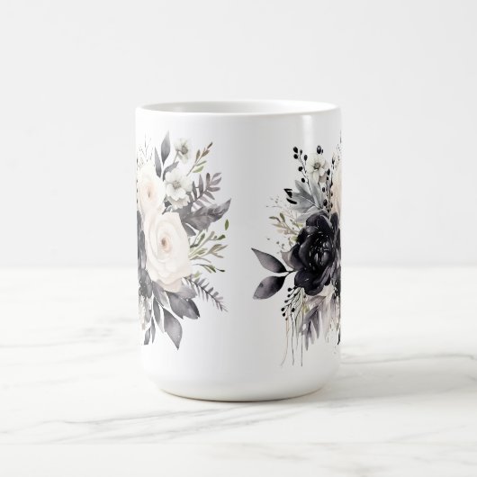 Mug Roses noires et blanches en blanc (Centre)