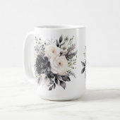 Mug Roses noires et blanches en blanc (Devant gauche)