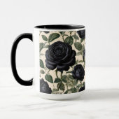 Mug Roses Noirs Et Feuilles Verts, (Gauche)