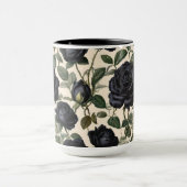 Mug Roses Noirs Et Feuilles Verts, (Centre)