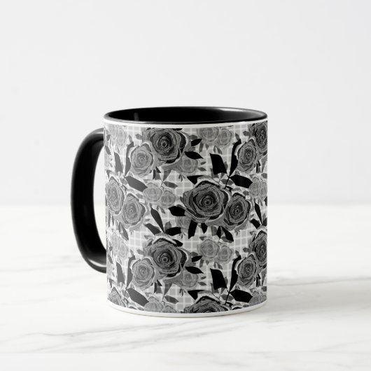 Mug Roses noirs, rose, noirs et gris (Devant gauche)