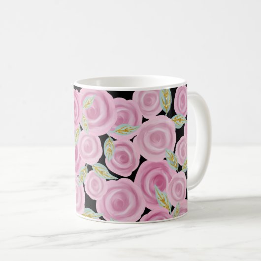 Mug Roses peints en rose (Devant droit)