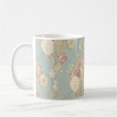 Mug Roses rose blanc sur Arrière - plan bleu (Gauche)