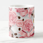 Mug Roses roses élégantes, rubans, arcs, monogrammes