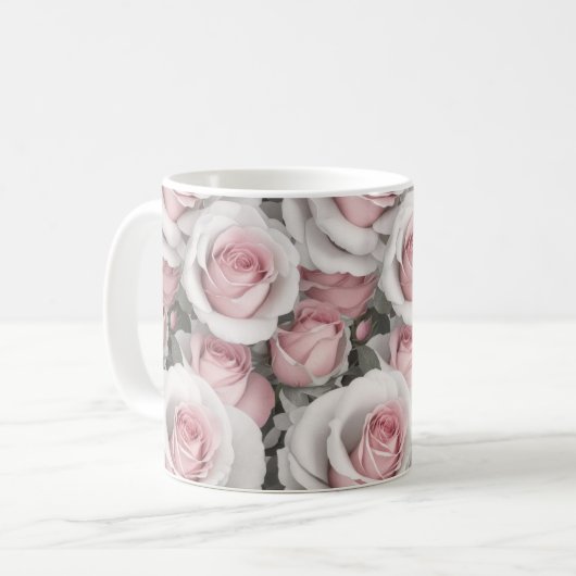 Mug Roses roses et blanches (Devant gauche)
