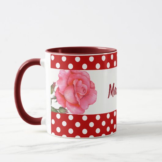 Mug Roses roses florale Pointe Polka (Gauche)