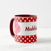 Mug Roses roses florale Pointe Polka (Devant gauche)