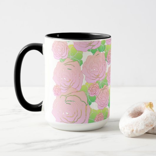 Mug Roses roses légères (Avec donut)