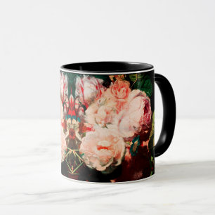 MUG ROSES ROSES,MORNING GLORIES ET PAPILLON