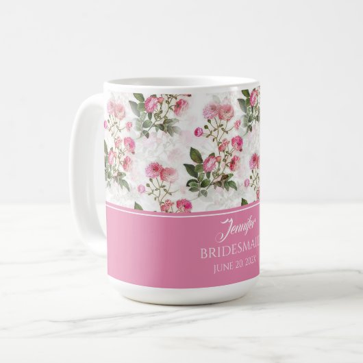Mug Roses roses peintes (Devant gauche)