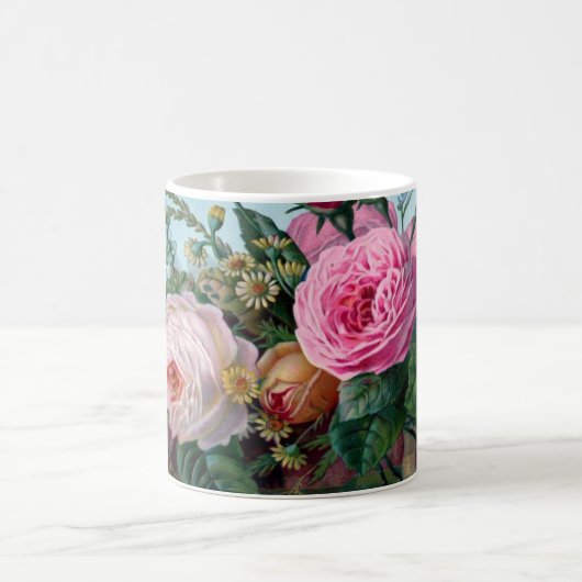 Mug Roses roses romantiques luxuriants botaniques (Centre)