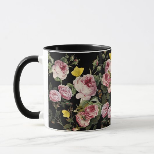 Mug ROSES ROSES ROSES ET BOUTTERFLIES JAUNES Florales  (Gauche)
