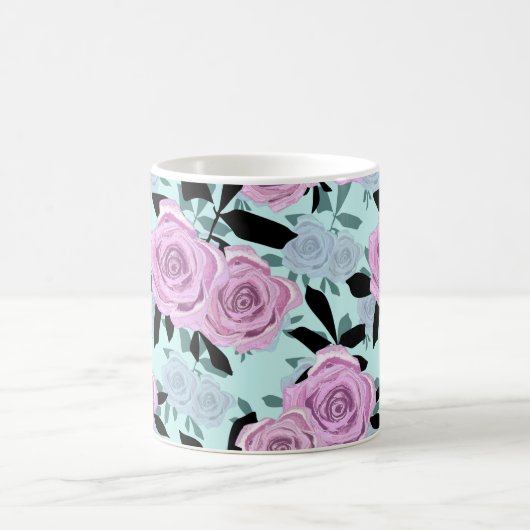 Mug roses roses roses, roses, arrière - plan turquoise (Centre)