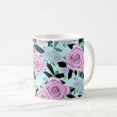 Mug roses roses roses turquoise fond (Devant droit)