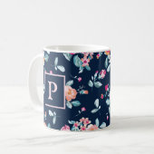 Mug Roses roses roses vives Motif Floral Monogramme (Devant gauche)