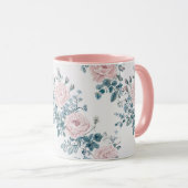 Mug Roses roses sur blanc (Devant droit)
