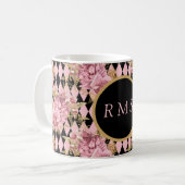 Mug Roses roses sur monogramme en losange (Devant gauche)