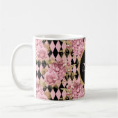 Mug Roses roses sur monogramme en losange (Gauche)