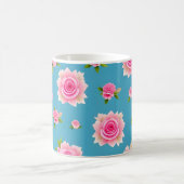 Mug Roses roses sur un fond bleu (Centre)