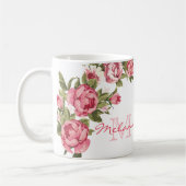 Mug Roses roses vintages rose pâle Nom des pivoines, m (Gauche)