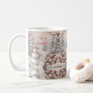 Mug Roses roses vintages, Village de Noël de Snowman